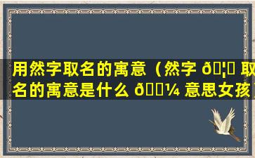 用然字取名的寓意（然字 🦆 取名的寓意是什么 🐼 意思女孩）